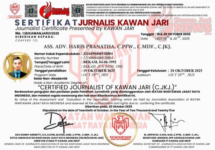 Sertifikat Penghargaan Jurnalis
